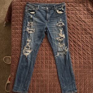 American Eagle Outfitters Ripped Blue Skinny Jeans